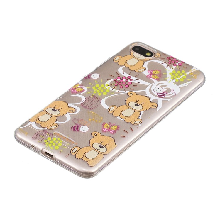 For Xiaomi Redmi 6A (Single 12MP Rear Camera) Patterned IMD Soft TPU Protection Phone Casing - Brown Bear-5