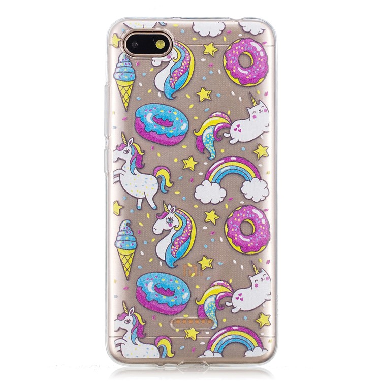 For Xiaomi Redmi 6A (Single 12MP Rear Camera) Patterned IMD TPU Flexible Cellphone Cover Shell - Doughnuts and Unicorns-2