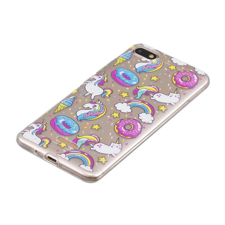 For Xiaomi Redmi 6A (Single 12MP Rear Camera) Patterned IMD TPU Flexible Cellphone Cover Shell - Doughnuts and Unicorns-4