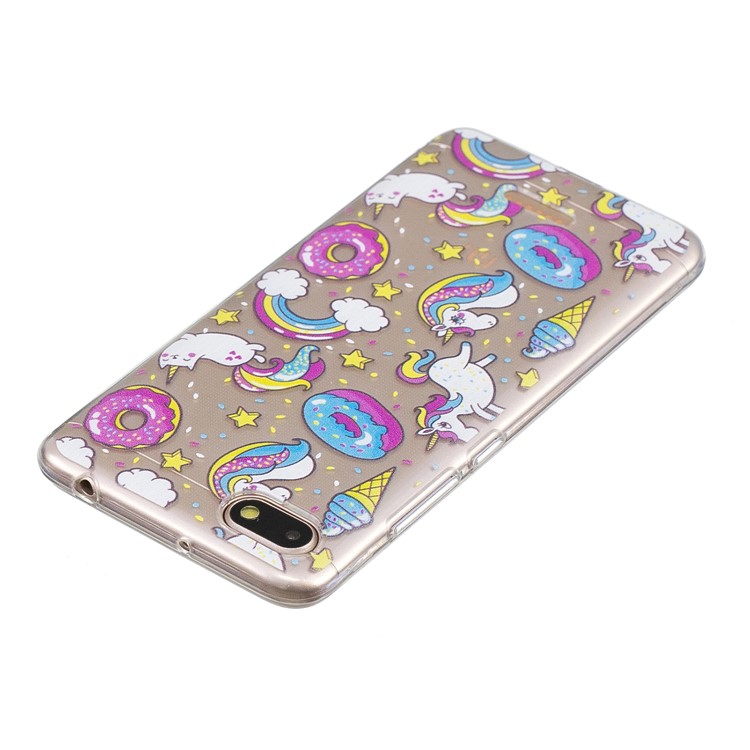 For Xiaomi Redmi 6A (Single 12MP Rear Camera) Patterned IMD TPU Flexible Cellphone Cover Shell - Doughnuts and Unicorns-5