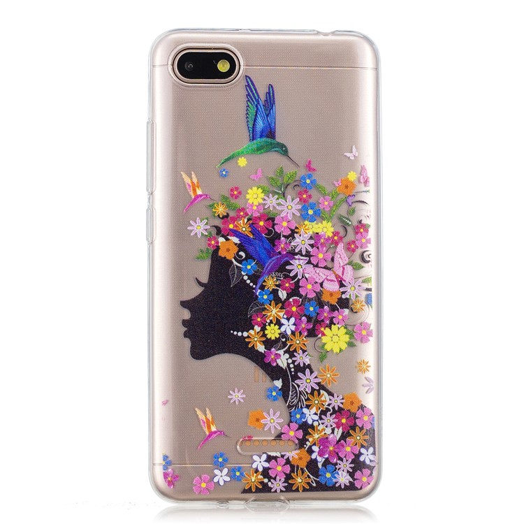 Pattern Printing IMD TPU Mobile Case for Xiaomi Redmi 6A (Single 12MP Rear Camera) - Flowered Girl-2