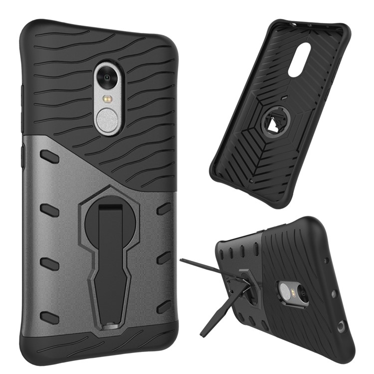 Armor PC + TPU Hybrid Shell Case with Kickstand for Xiaomi Redmi Note 4 - Grey-1