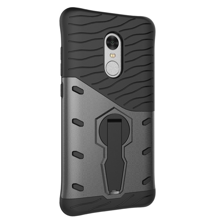 Armor PC + TPU Hybrid Shell Case with Kickstand for Xiaomi Redmi Note 4 - Grey-3