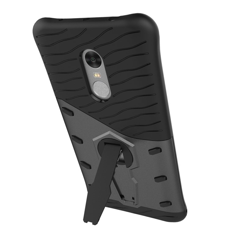 Armor PC + TPU Hybrid Shell Case with Kickstand for Xiaomi Redmi Note 4 - Grey-8