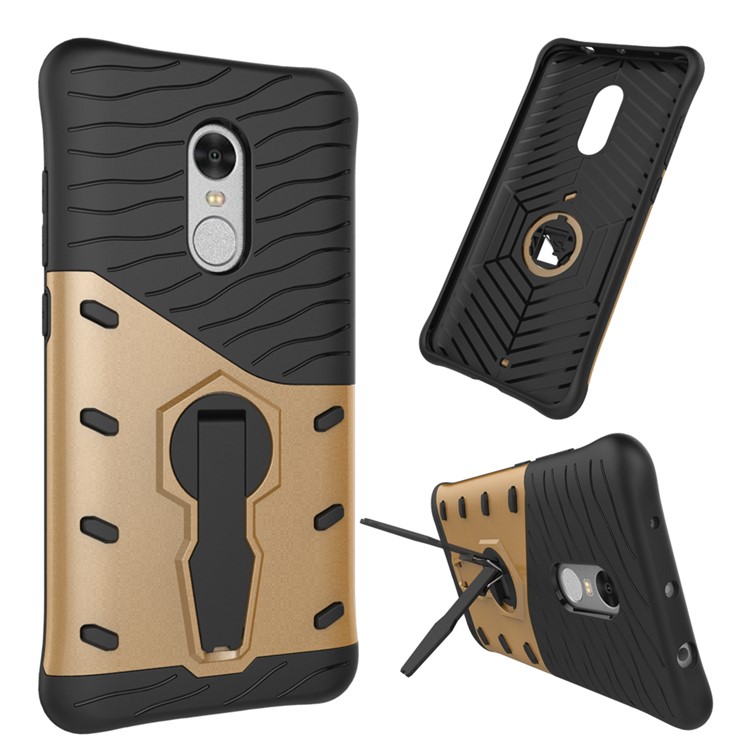 Armor PC + TPU Combo Case with Kickstand for Xiaomi Redmi Note 4 - Gold-1