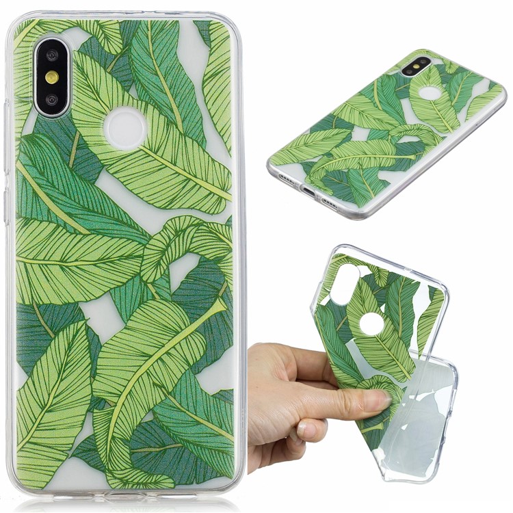 Pattern Printing IMD TPU Phone Case for Xiaomi Mi 8 (6.21-inch) - Green Leaves-1