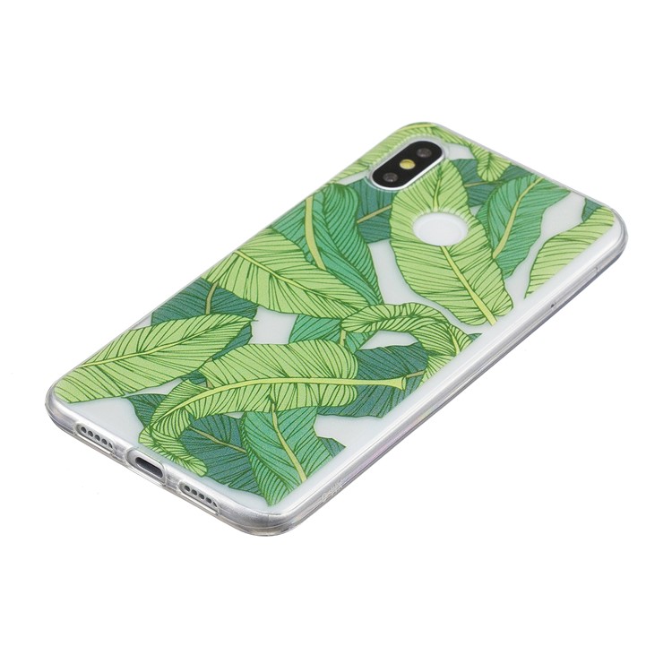 Pattern Printing IMD TPU Phone Case for Xiaomi Mi 8 (6.21-inch) - Green Leaves-3