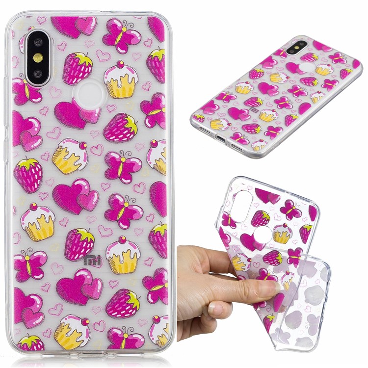 Pattern Printing IMD TPU Phone Cover for Xiaomi Mi 8 (6.21-inch) - Cakes and Strawberries-1