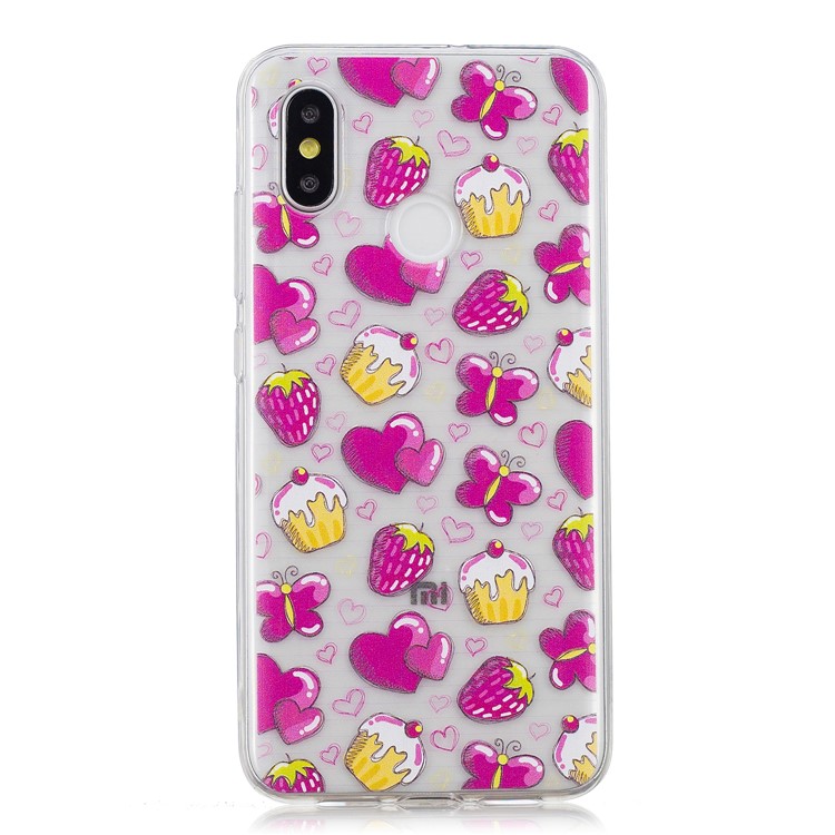 Pattern Printing IMD TPU Phone Cover for Xiaomi Mi 8 (6.21-inch) - Cakes and Strawberries-2