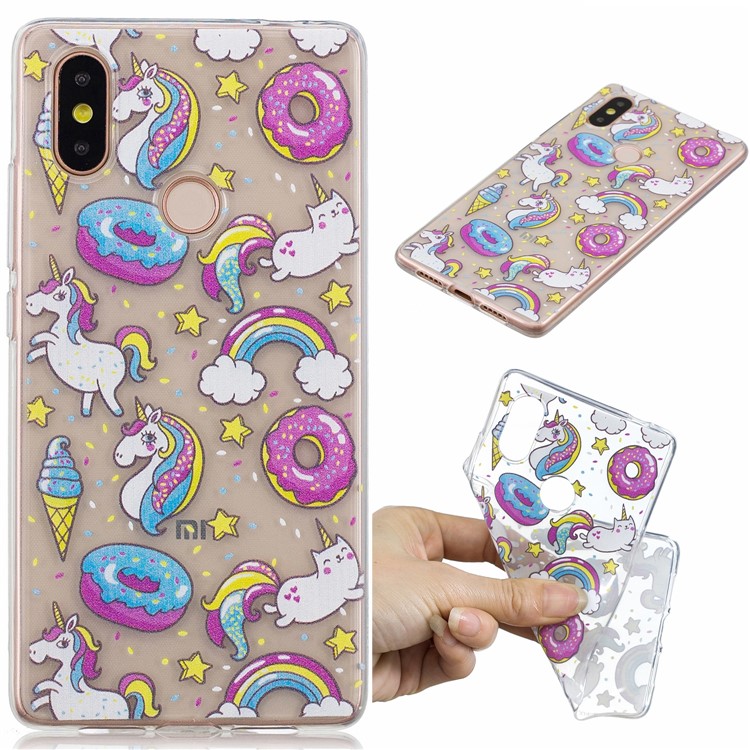 Pattern Printing IMD TPU Mobile Phone Casing for Xiaomi Mi 8 (6.21-inch) - Doughnuts and Unicorns-1