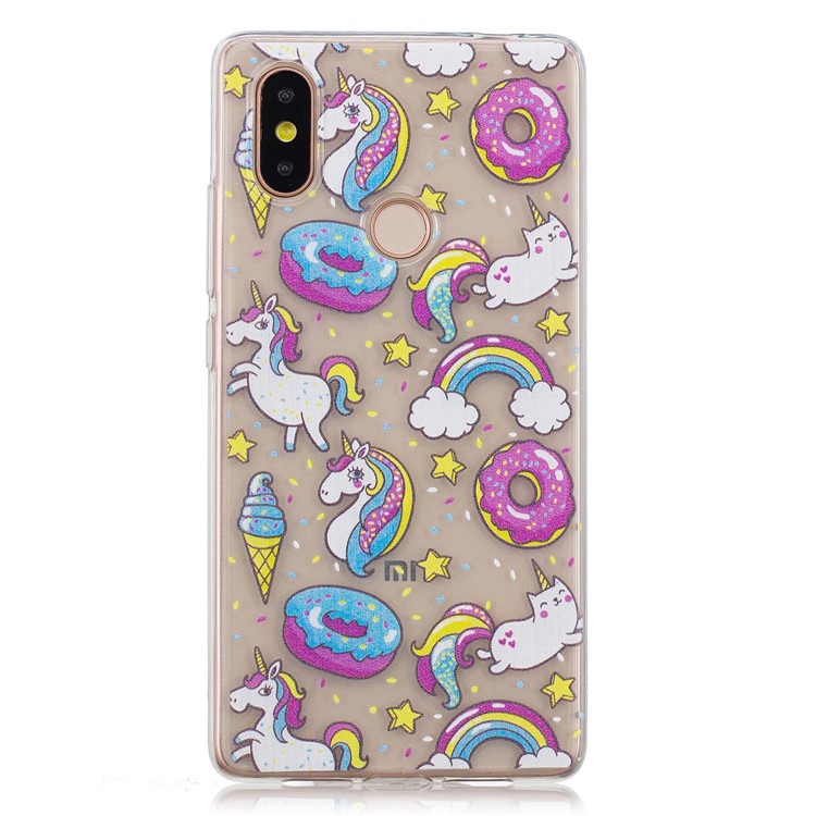 Pattern Printing IMD TPU Mobile Phone Casing for Xiaomi Mi 8 (6.21-inch) - Doughnuts and Unicorns-2