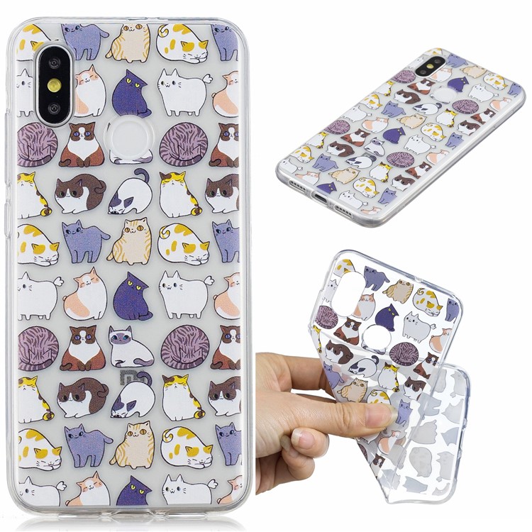 Pattern Printing IMD TPU Cell Phone Cover for Xiaomi Mi 8 (6.21-inch) - Cats Pattern-1