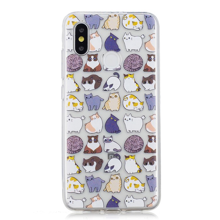 Pattern Printing IMD TPU Cell Phone Cover for Xiaomi Mi 8 (6.21-inch) - Cats Pattern-2