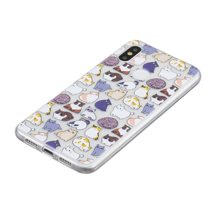 Pattern Printing IMD TPU Cell Phone Cover for Xiaomi Mi 8 (6.21-inch) - Cats Pattern-3