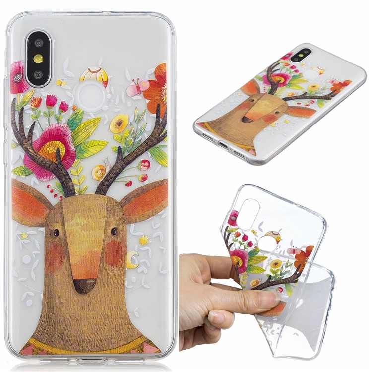 Pattern Printing IMD TPU Mobile Phone Shell for Xiaomi Mi 8 (6.21-inch) - Flowered Elk-1