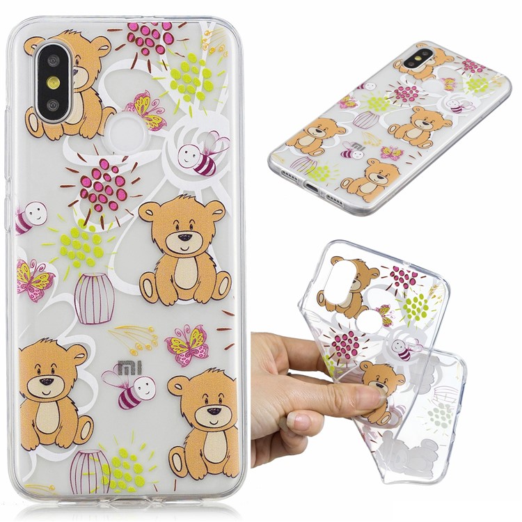 Pattern Printing IMD TPU Back Case Shell for Xiaomi Mi 8 (6.21-inch) - Brown Bears-1