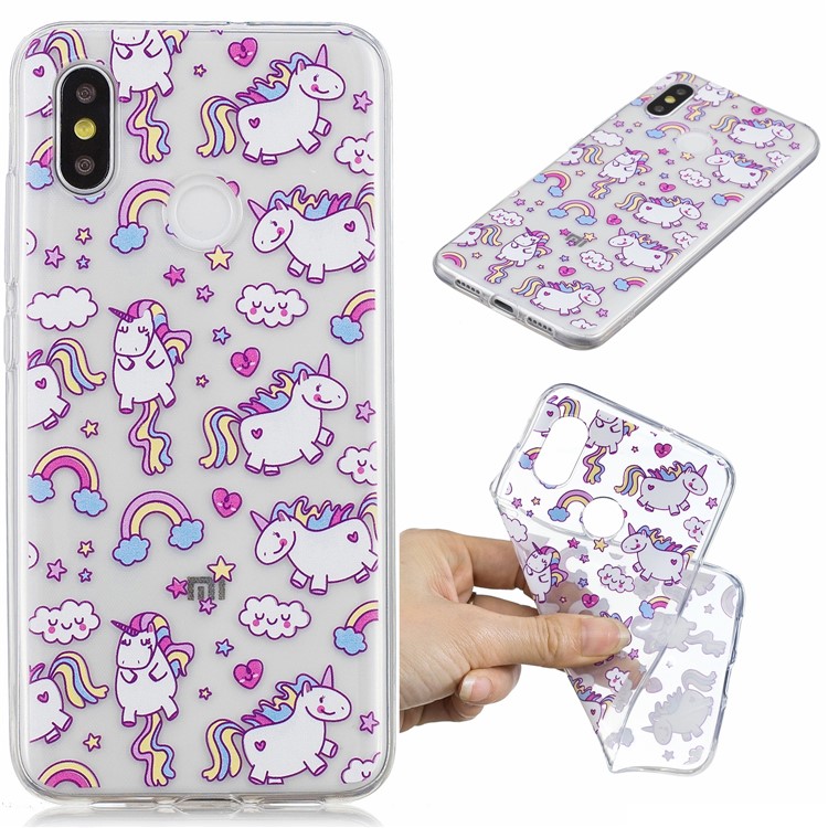 Pattern Printing IMD TPU Back Cover Case for Xiaomi Mi 8 (6.21-inch) - Lovely Unicorns-1