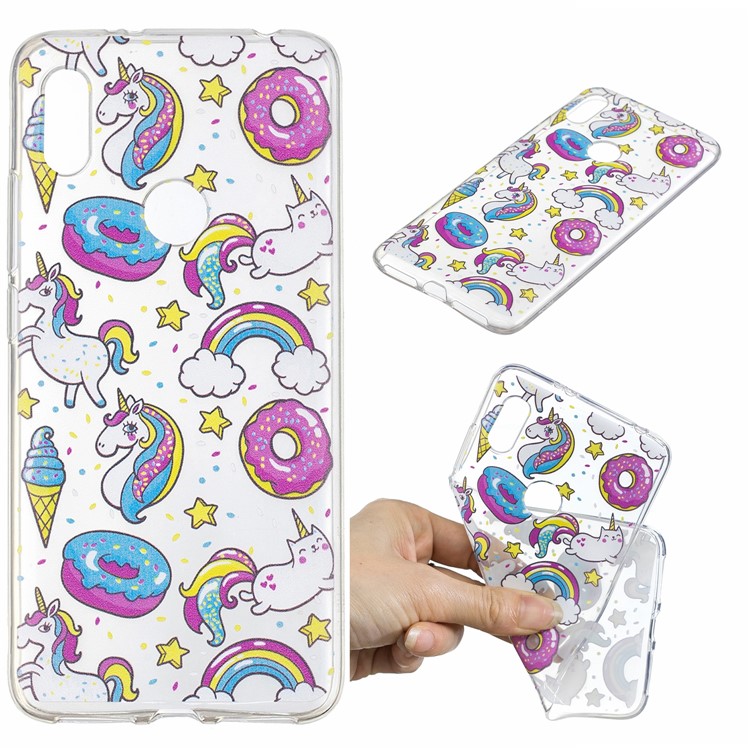Pattern Printing IMD TPU Gel Phone Shell for Xiaomi Redmi S2 / Redmi Y2 - Doughnuts and Unicorns-1