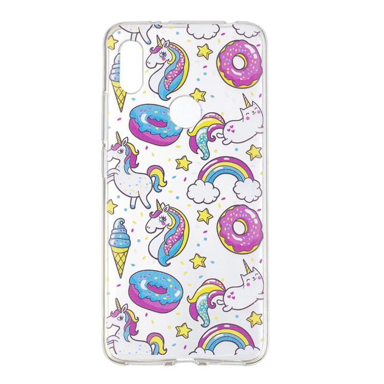 Pattern Printing IMD TPU Gel Phone Shell for Xiaomi Redmi S2 / Redmi Y2 - Doughnuts and Unicorns-2