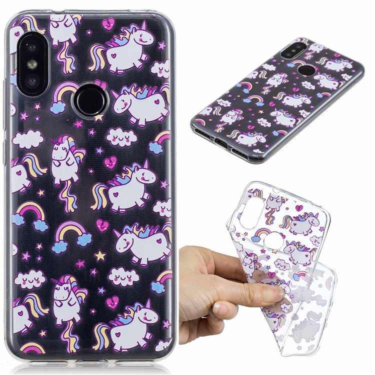 Pattern Printing IMD TPU Soft Cover for Xiaomi Mi A2 Lite / Redmi 6 Pro - Lovely Unicorns-1