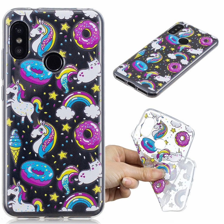 Pattern Printing IMD TPU Soft Shell for Xiaomi Mi A2 Lite / Redmi 6 Pro - Doughnuts and Unicorns-1
