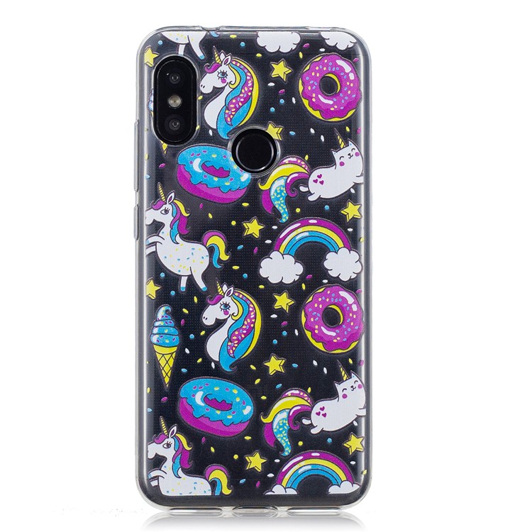 Pattern Printing IMD TPU Soft Shell for Xiaomi Mi A2 Lite / Redmi 6 Pro - Doughnuts and Unicorns-2