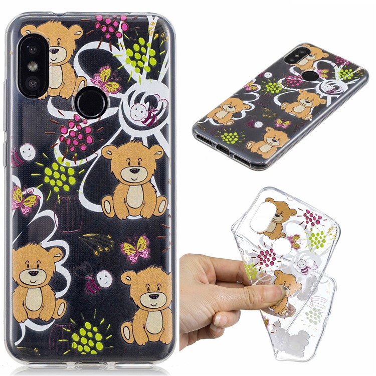Pattern Printing IMD TPU Shell for Xiaomi Mi A2 Lite / Redmi 6 Pro - Brown Bears-1
