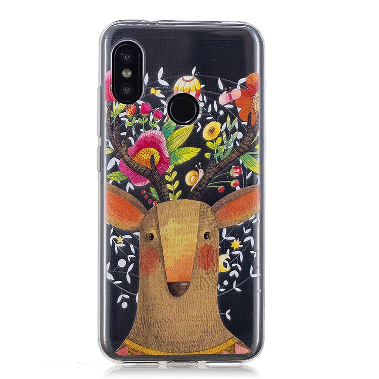 Pattern Printing IMD TPU Phone Case for Xiaomi Mi A2 Lite / Redmi 6 Pro - Flowered Elk-2