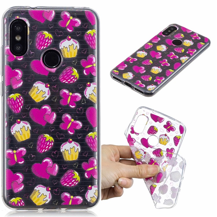 Pattern Printing IMD TPU Phone Shell for Xiaomi Mi A2 Lite / Redmi 6 Pro - Cakes and Strawberries-1