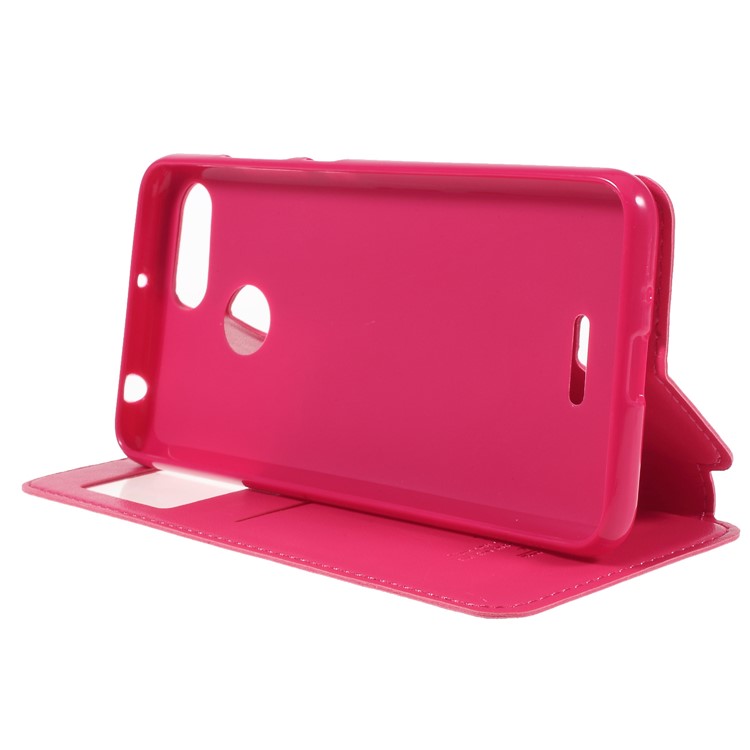 ROAR KOREA View Window Noble Leather Card Holder Stand Case for Xiaomi Redmi 6 (Dual Camera: 12MP+5MP) - Rose-4