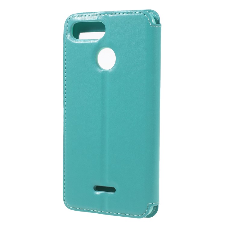 ROAR KOREA View Window Noble Leather Folio Flip Phone Casing for Xiaomi Redmi 6 (Dual Camera: 12MP+5MP) - Cyan-2