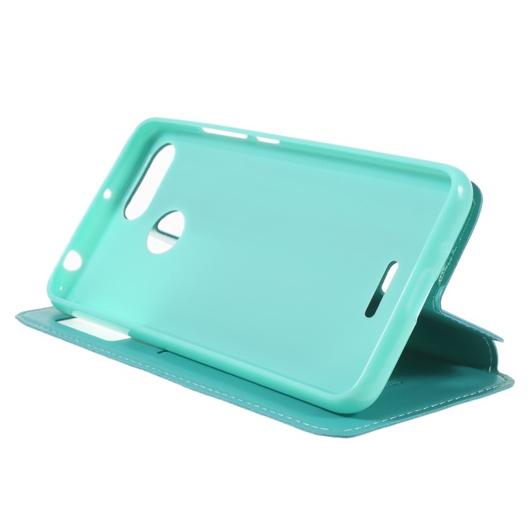 ROAR KOREA View Window Noble Leather Folio Flip Phone Casing for Xiaomi Redmi 6 (Dual Camera: 12MP+5MP) - Cyan-4