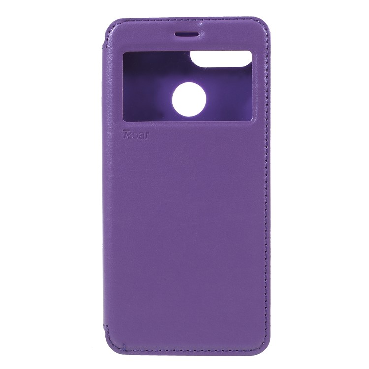 ROAR KOREA View Window Noble Leather Mobile Phone Cover with Stand for Xiaomi Redmi 6 (Dual Camera: 12MP+5MP) - Purple-1