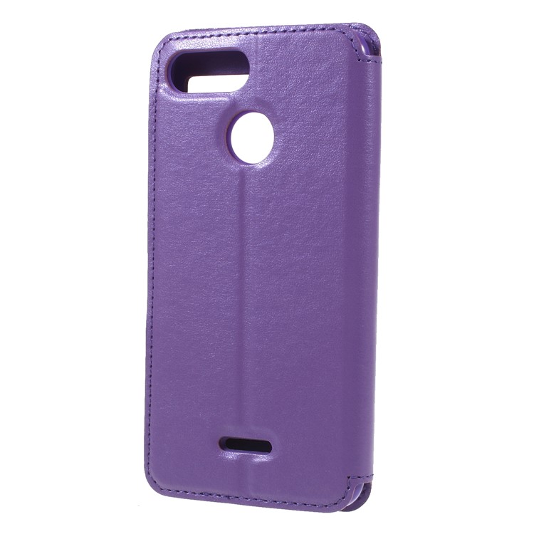 ROAR KOREA View Window Noble Leather Mobile Phone Cover with Stand for Xiaomi Redmi 6 (Dual Camera: 12MP+5MP) - Purple-2