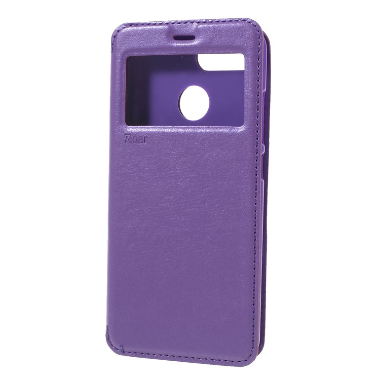ROAR KOREA View Window Noble Leather Mobile Phone Cover with Stand for Xiaomi Redmi 6 (Dual Camera: 12MP+5MP) - Purple-3