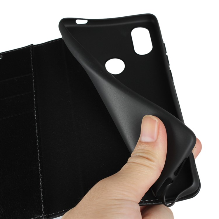 Crazy Horse Genuine Leather Wallet Case for Xiaomi Mi 8 SE (5.88-inch) - Black-5
