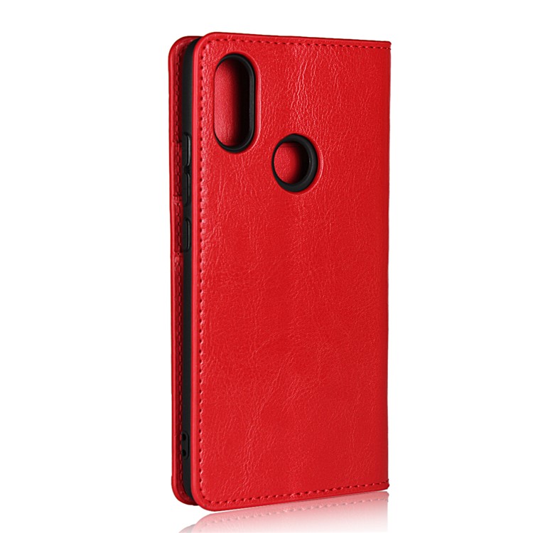 Crazy Horse Genuine Leather Wallet Cover for Xiaomi Mi 8 SE (5.88-inch) - Red-3