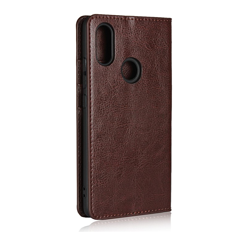 Crazy Horse Genuine Leather Stand Case with Card Slots for Xiaomi Mi 8 SE (5.88-inch) - Coffee-3