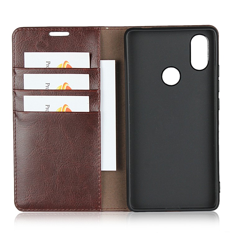 Crazy Horse Genuine Leather Stand Case with Card Slots for Xiaomi Mi 8 SE (5.88-inch) - Coffee-4