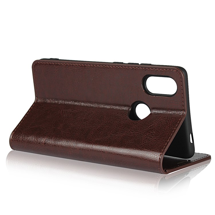Crazy Horse Genuine Leather Stand Case with Card Slots for Xiaomi Mi 8 SE (5.88-inch) - Coffee-6