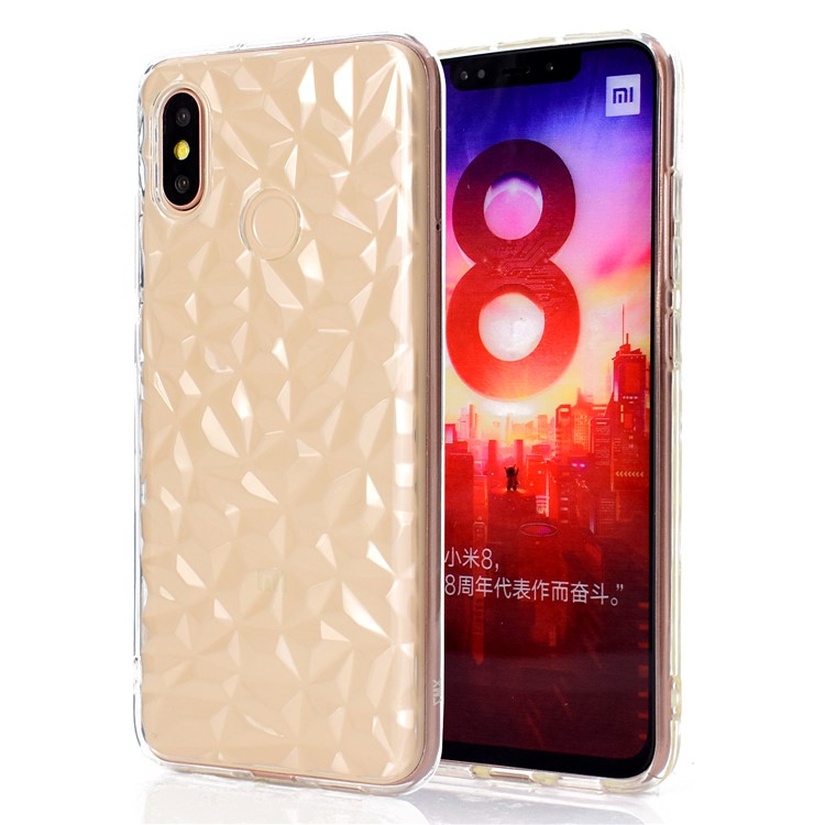 3D Diamond Grain Soft TPU Case for Xiaomi Mi 8 (6.21-inch) - Transparent-1