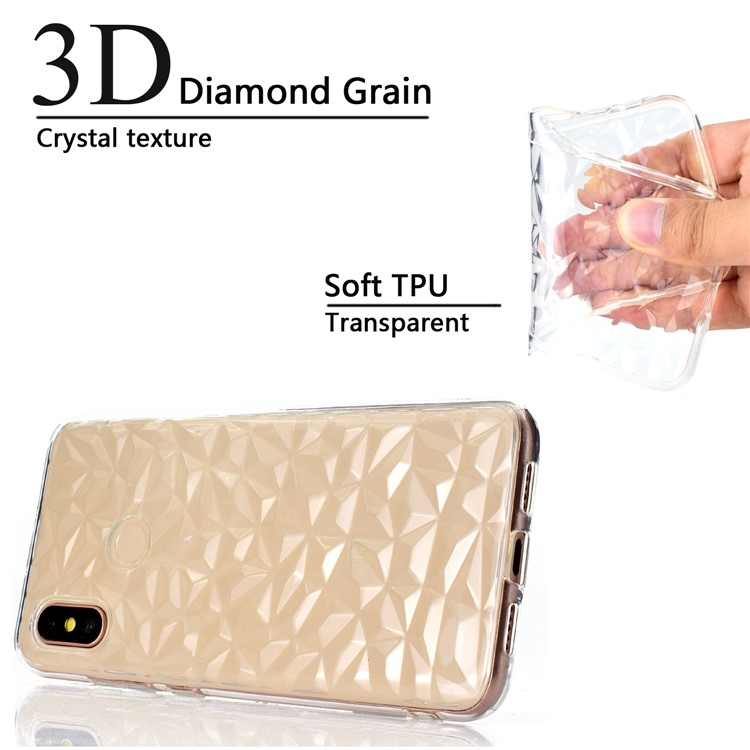 3D Diamond Grain Soft TPU Case for Xiaomi Mi 8 (6.21-inch) - Transparent-9