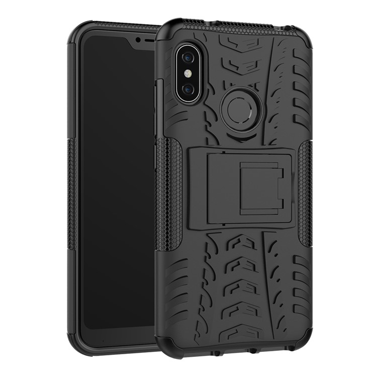 Anti-slip PC + TPU Hybrid Kickstand Case for Xiaomi Mi A2 Lite / Redmi 6 Pro - Black-2