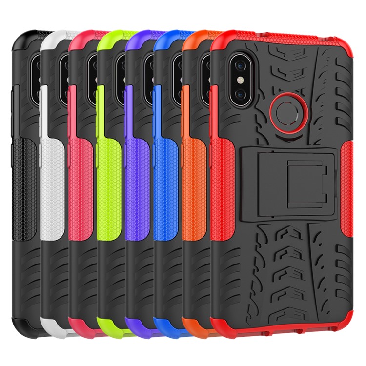 Anti-slip PC + TPU Hybrid Kickstand Case for Xiaomi Mi A2 Lite / Redmi 6 Pro - Black-9
