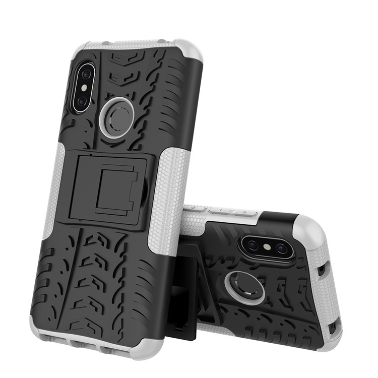 Anti-slip PC + TPU Hybrid Kickstand Cover Shell for Xiaomi Mi A2 Lite / Redmi 6 Pro - White-1
