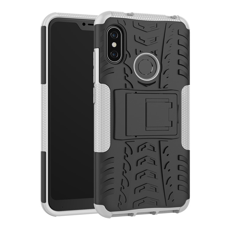 Anti-slip PC + TPU Hybrid Kickstand Cover Shell for Xiaomi Mi A2 Lite / Redmi 6 Pro - White-2