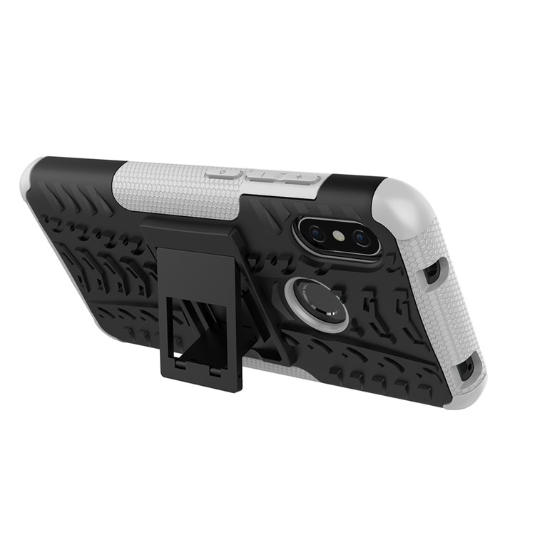 Anti-slip PC + TPU Hybrid Kickstand Cover Shell for Xiaomi Mi A2 Lite / Redmi 6 Pro - White-4