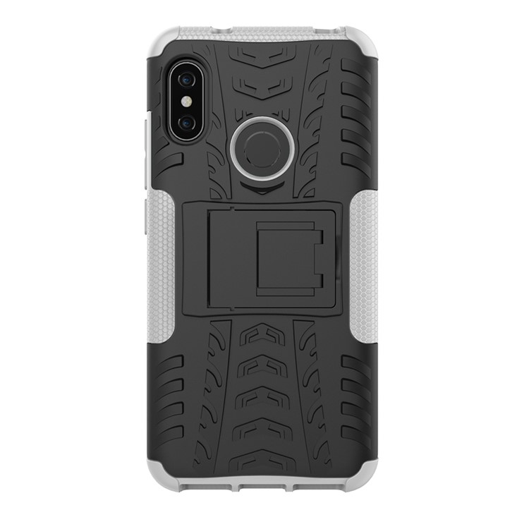 Anti-slip PC + TPU Hybrid Kickstand Cover Shell for Xiaomi Mi A2 Lite / Redmi 6 Pro - White-5