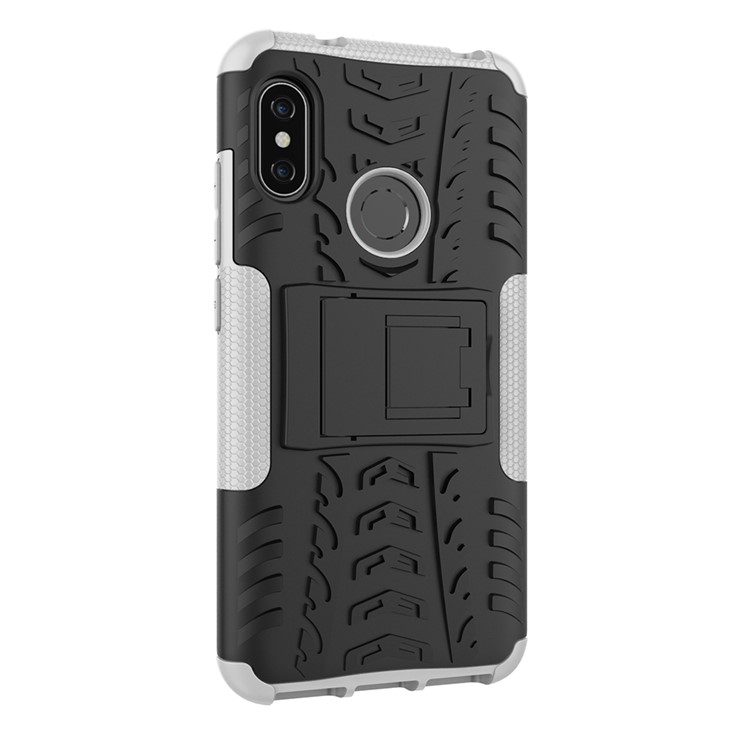 Anti-slip PC + TPU Hybrid Kickstand Cover Shell for Xiaomi Mi A2 Lite / Redmi 6 Pro - White-8