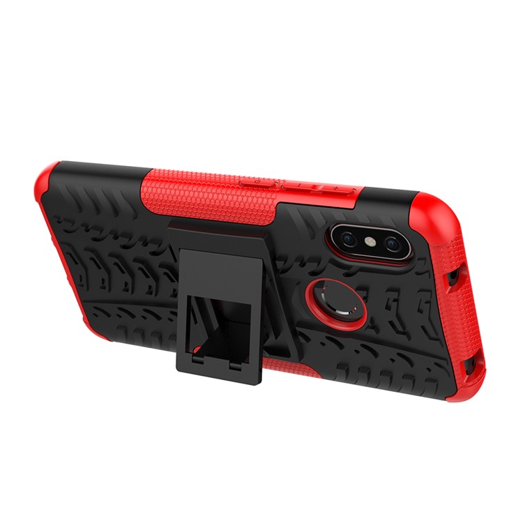 Anti-slip PC + TPU Hybrid Kickstand Protection Cover Case for Xiaomi Mi A2 Lite / Redmi 6 Pro - Red-10